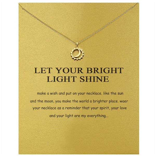 card choker necklaces with card gold silver sun moon pendant necklace for fashion women jewelry let your bright light shine
card choker necklaces with card gold silver sun moon pendant necklace for fashion women jewelry let your bright light shine