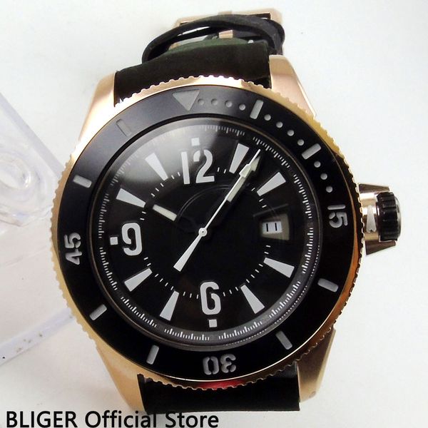 classic 43mm bliger black sterile dial ceramic bezel rose gold case luminous marks miyota automatic movement men's watch bi11b, Slivery;brown
classic 43mm bliger black sterile dial ceramic bezel rose gold case luminous marks miyota automatic movement men's watch bi11b, Slivery;brown