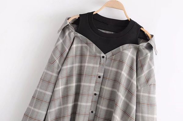 loose plaid shirt boyfriend oversize blouses lapel long sleeve summer spring fake 2pcs shirts casual vintage, White
loose plaid shirt boyfriend oversize blouses lapel long sleeve summer spring fake 2pcs shirts casual vintage, White