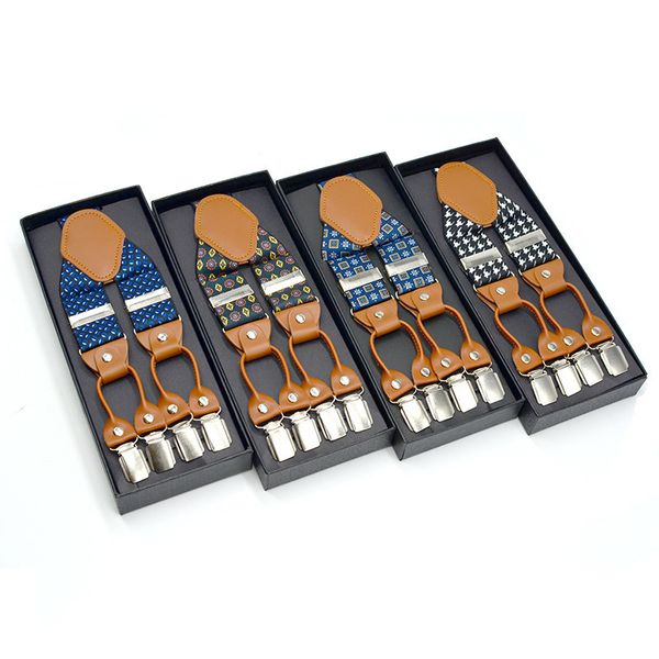 business suspenders for men brace 6 clips sliver metal hipping vintage style print pattern 3.5 cm width, Black;white
business suspenders for men brace 6 clips sliver metal hipping vintage style print pattern 3.5 cm width, Black;white