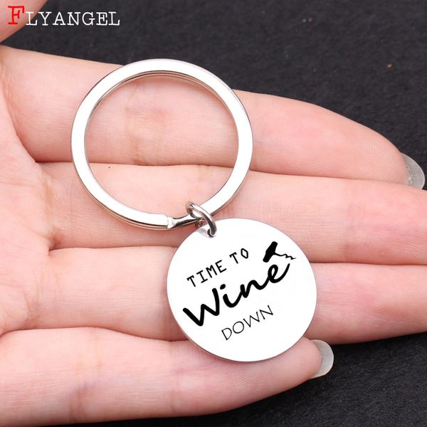 fashion metal jewelry engraved wine glass time to wine down keychain jewelry stainless steel keyring for friends gift key chain, Silver
fashion metal jewelry engraved wine glass time to wine down keychain jewelry stainless steel keyring for friends gift key chain, Silver