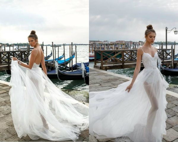 2018 julie vino a line wedding gowns with detachable train spaghetti sweep train lace beach wedding dress applique plus size bridal, White
2018 julie vino a line wedding gowns with detachable train spaghetti sweep train lace beach wedding dress applique plus size bridal, White