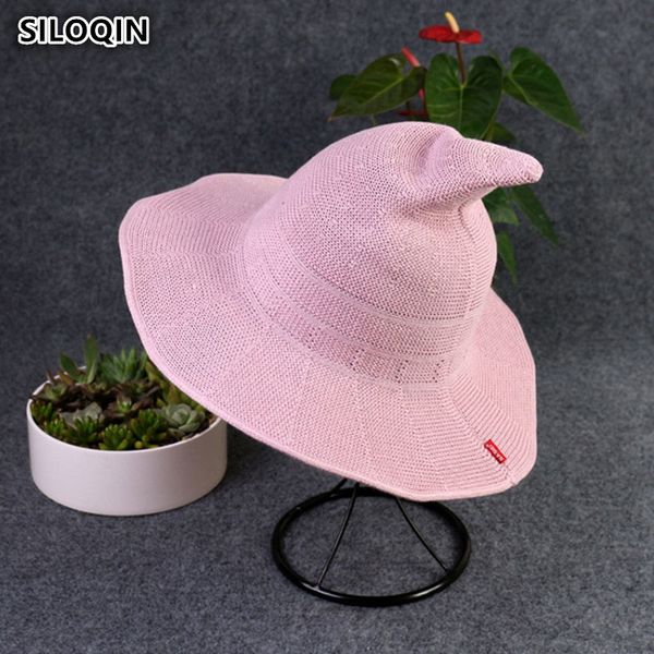 siloqin summer breathable hat ladies spired big brim cotton yarn knitted sun hats foldable personality fashion women's hat, Blue;gray
siloqin summer breathable hat ladies spired big brim cotton yarn knitted sun hats foldable personality fashion women's hat, Blue;gray