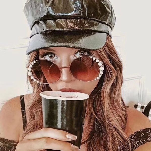round pearl sunglasses women brand designer luxury brown lens lady fashion metal sun glasses for woman female eyewear, White;black
round pearl sunglasses women brand designer luxury brown lens lady fashion metal sun glasses for woman female eyewear, White;black