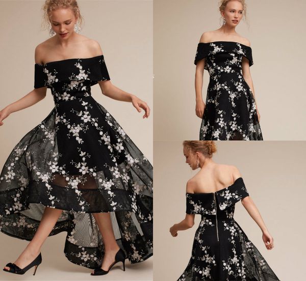 elegant prom dresses a line off the shoulder tulle appliques high low floor length evening gowns women formal occasion wear, Black
elegant prom dresses a line off the shoulder tulle appliques high low floor length evening gowns women formal occasion wear, Black