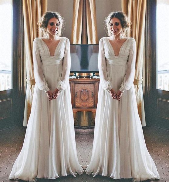 modest hippie boho beach wedding dresses long sleeves v neck plus size chiffon summer maternity country greek style bridal gowns, White
modest hippie boho beach wedding dresses long sleeves v neck plus size chiffon summer maternity country greek style bridal gowns, White