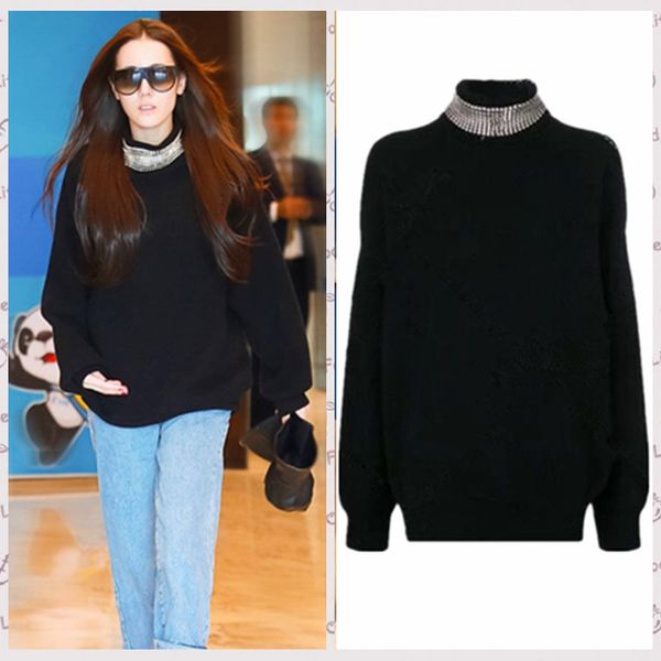 brand designer luxury rhinestone beaded wool sweaters 2018 autumn winter fashion style high neck black loose knitted pullover jumpers knits, White;black
brand designer luxury rhinestone beaded wool sweaters 2018 autumn winter fashion style high neck black loose knitted pullover jumpers knits, White;black