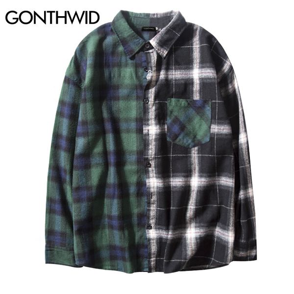 gonthwid vintage contrast color block plaid shirt men 2017 patchwork pocket long sleeve shirts hip hop casual button up shirts, White;black
gonthwid vintage contrast color block plaid shirt men 2017 patchwork pocket long sleeve shirts hip hop casual button up shirts, White;black