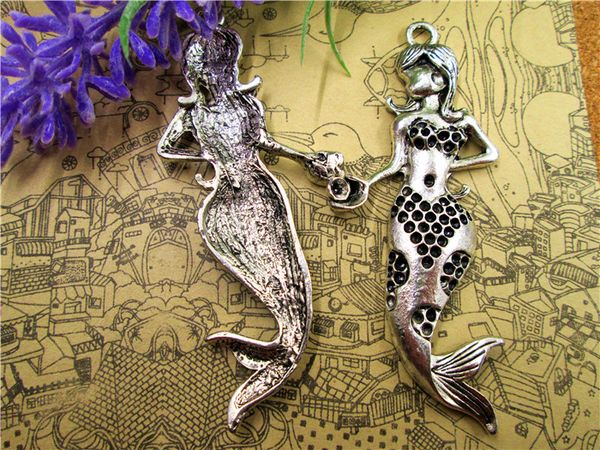 12pcs-mermaid charms, antique tibetan silver tone gorgeous detail mermaid charm pendants,necklace charm 73x31mm, Bronze;silver
12pcs-mermaid charms, antique tibetan silver tone gorgeous detail mermaid charm pendants,necklace charm 73x31mm, Bronze;silver