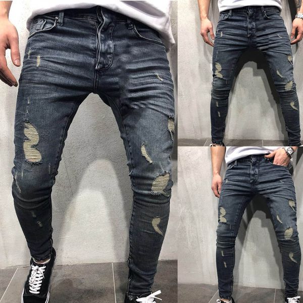 ripped jeans for men's autumn denim cotton straight ripped hole trousers distressed jeans homme denim pants drop shipping, Blue
ripped jeans for men's autumn denim cotton straight ripped hole trousers distressed jeans homme denim pants drop shipping, Blue
