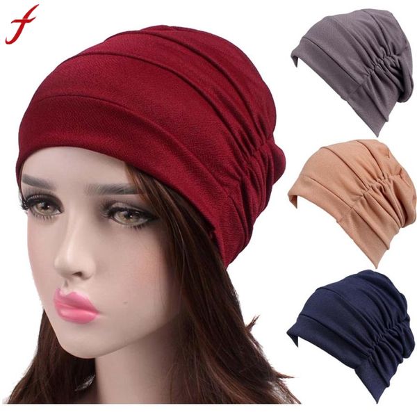 

women new elastic cap turban muslim chemotherapy cancer chemo hat beanie scarf turban head wrap cap travel street take p, Blue;gray