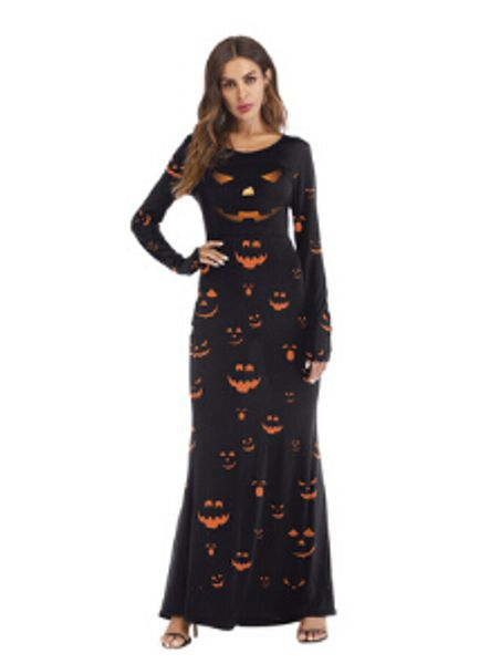 women pumpkin printed long dresses black halloween cosplay party women casual dresses, Black;gray
women pumpkin printed long dresses black halloween cosplay party women casual dresses, Black;gray
