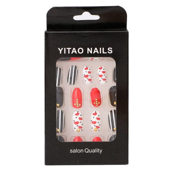 24pcs bride fake nails art tips acrylic nail false kiss full cover nail diy tool, Black
24pcs bride fake nails art tips acrylic nail false kiss full cover nail diy tool, Black