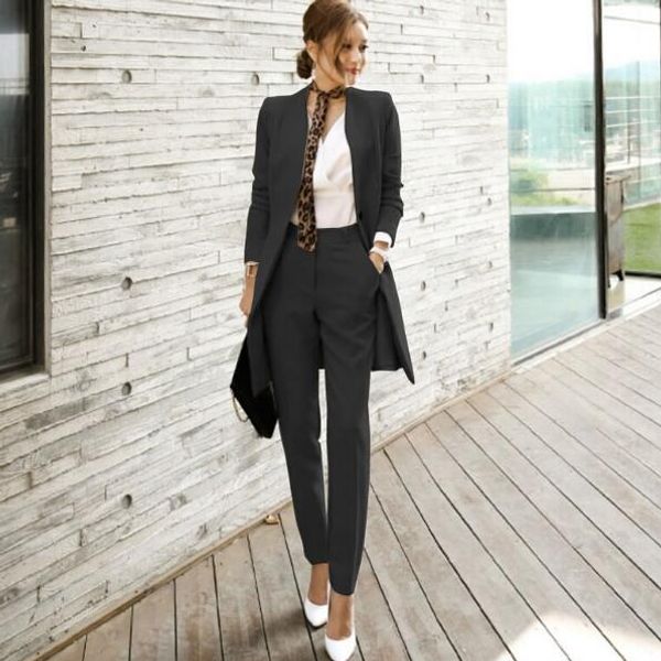 2018 autumn womens 2 piece pant suits women office business suits formal work wear sets uniform styles elegant pant af340, Gray
2018 autumn womens 2 piece pant suits women office business suits formal work wear sets uniform styles elegant pant af340, Gray