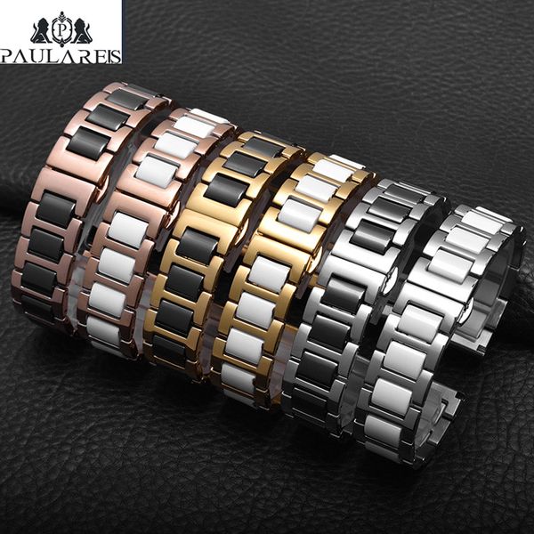 1pc 20mm silver rose gold solid stainless steel black white ceramic watch strap, Black;brown
1pc 20mm silver rose gold solid stainless steel black white ceramic watch strap, Black;brown