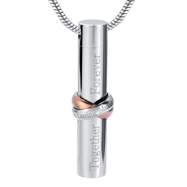 ijd9944 in loving memory" charm with "together forever" cylinder cremation urn necklace stainless steel ashes urn jewelry, Silver
ijd9944 in loving memory" charm with "together forever" cylinder cremation urn necklace stainless steel ashes urn jewelry, Silver