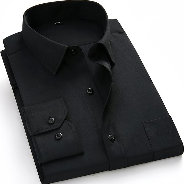 large size men 's business casual long sleeved shirt white blue black smart male social dress shirt plus drop shipping, White;black
large size men 's business casual long sleeved shirt white blue black smart male social dress shirt plus drop shipping, White;black