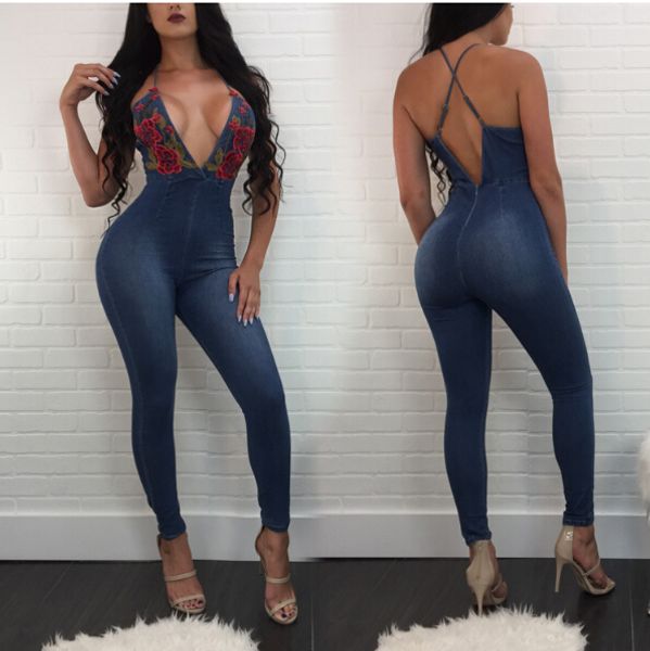 Women Sexy Club Deep V Neck Denim Jumpsuit Street Skinny Spaghetti Strap Jumpsuit Floral Print Denim Pants Women Long Trousers Jeans Outfits
Women Sexy Club Deep V Neck Denim Jumpsuit Street Skinny Spaghetti Strap Jumpsuit Floral Print Denim Pants Women Long Trousers Jeans Outfits