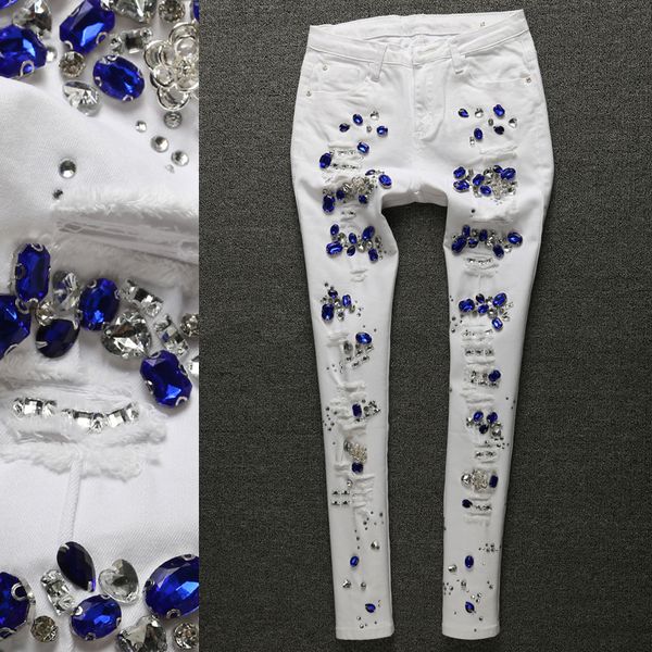 rhinestones jeans femme women cotton denim skinny jeans white pencil pants stretch girl trouser a325, Blue
rhinestones jeans femme women cotton denim skinny jeans white pencil pants stretch girl trouser a325, Blue
