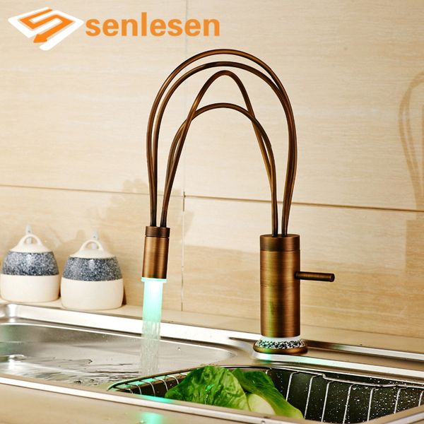 antique brass kitchen sink faucet flexible kitchen taps with and cold water led light deck mounted
antique brass kitchen sink faucet flexible kitchen taps with and cold water led light deck mounted