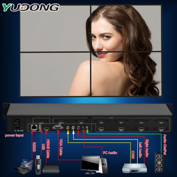 Yd vd04pro 2x2 video wall controller hdmi vga av u b led lcd upport 180 degree rotation plicing proce or 1x3 3x1 4x1
Yd vd04pro 2x2 video wall controller hdmi vga av u b led lcd upport 180 degree rotation plicing proce or 1x3 3x1 4x1