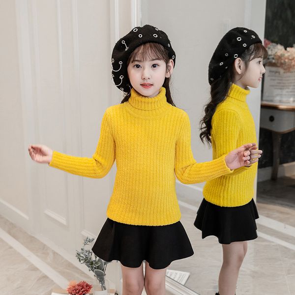 jmffy toddler infant baby girls clothes turtleneck long sleeve sweater shirt children's winter 2018 girl kids outwear 4-15t, Blue