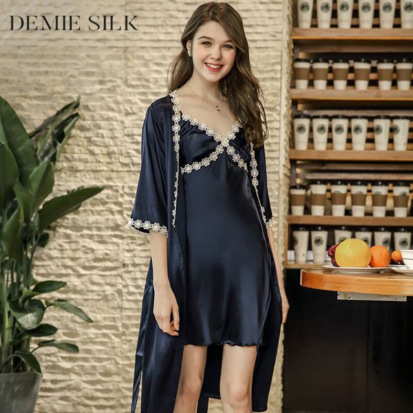 demiesilk women imitation silk sleep robe pajama sets short sleeve lace silky robe sleepwear lady gown sets wp691, Black;red
demiesilk women imitation silk sleep robe pajama sets short sleeve lace silky robe sleepwear lady gown sets wp691, Black;red