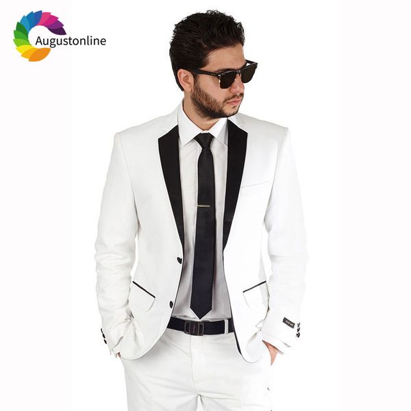 white/ivory men suit for wedding slim fit groom tuxedo custom made man blazer masculino jacket pants 2piece costume homme, White;black 
white/ivory men suit for wedding slim fit groom tuxedo custom made man blazer masculino jacket pants 2piece costume homme, White;black