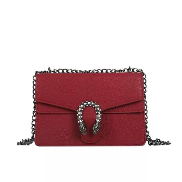 Leather chain small party bag female 2018 new star with European and American litchi pattern diamond shoulder diagonal package free shipping