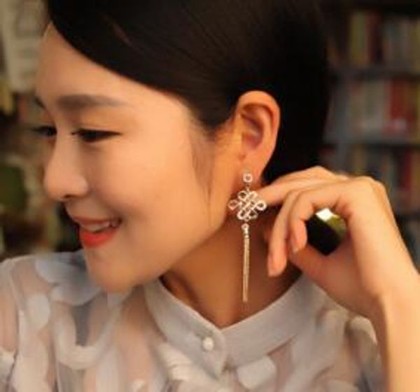 new new spring and summer national fringe earrings chinese knotted earrings long style earrings classical exquisite, Silver
new new spring and summer national fringe earrings chinese knotted earrings long style earrings classical exquisite, Silver