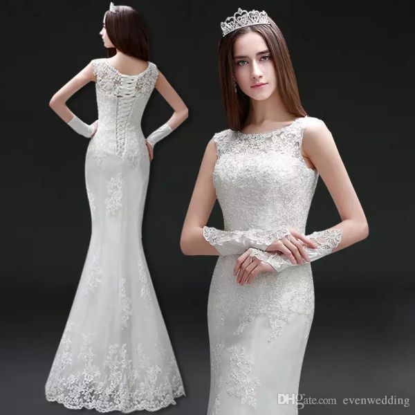 scoop neck lace tulle mermaid wedding dresses new floor length wedding gown lace up bridal dresses, White
scoop neck lace tulle mermaid wedding dresses new floor length wedding gown lace up bridal dresses, White
