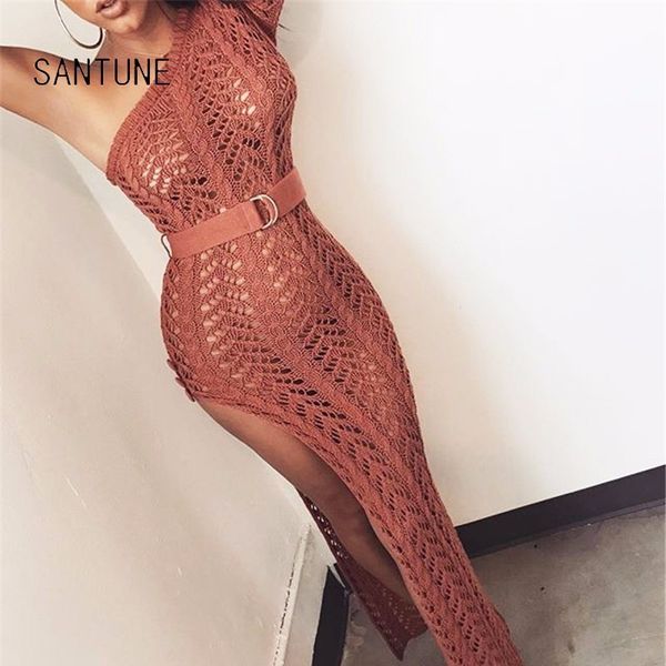 santune 2018 spring hollow out knitted sweater dress one shoulder dress long split party dresses women clubwear, White;black
santune 2018 spring hollow out knitted sweater dress one shoulder dress long split party dresses women clubwear, White;black