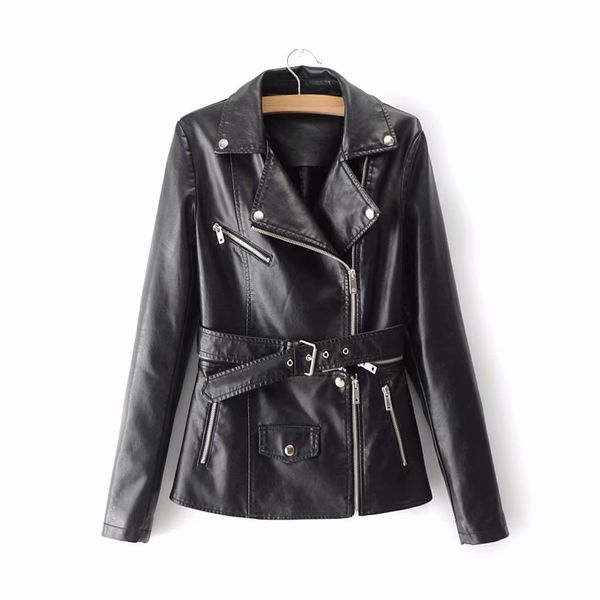 slim fit design good quality long sleeve women pu leather motorcycle jacket cowboy coat, Black
slim fit design good quality long sleeve women pu leather motorcycle jacket cowboy coat, Black