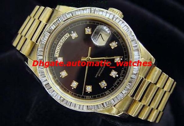 luxury watches wristwatch 18k yellow gold watch black diamond bezel 18038 watch automatic mens men's watch watches, Slivery;brown
luxury watches wristwatch 18k yellow gold watch black diamond bezel 18038 watch automatic mens men's watch watches, Slivery;brown