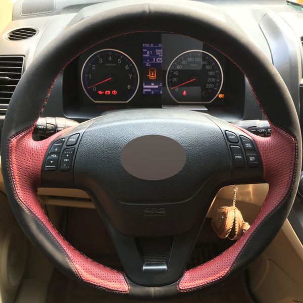 diy hand-stitched car steering wheel cover black suede wine red leather for honda crv 2007-2011
diy hand-stitched car steering wheel cover black suede wine red leather for honda crv 2007-2011