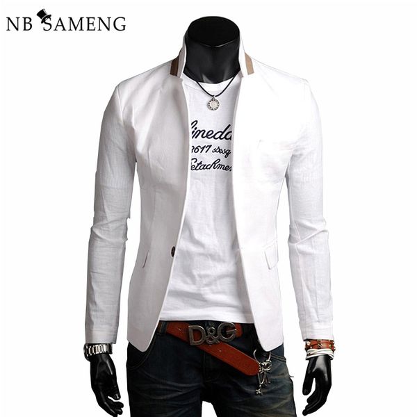 mens blazers male suit fashion 2017 european slim fit casual linen single button blazer jacket traje hombre 13m0569, White;black
mens blazers male suit fashion 2017 european slim fit casual linen single button blazer jacket traje hombre 13m0569, White;black