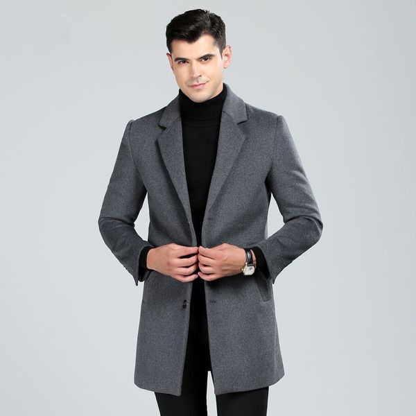 men's long trench coat 2018 autumn winter new slim fit single breasted wool coat for men cashmere pea jacket abrigo hombre, Black
men's long trench coat 2018 autumn winter new slim fit single breasted wool coat for men cashmere pea jacket abrigo hombre, Black