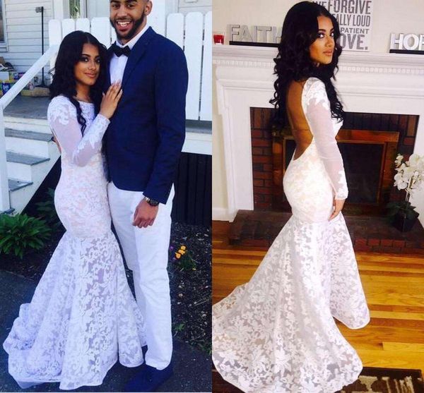 dubai 2018 white lace crew neck mermaid prom dresses backless illusion long sleeves evening dresses formal party gowns pageant dresses, Black
dubai 2018 white lace crew neck mermaid prom dresses backless illusion long sleeves evening dresses formal party gowns pageant dresses, Black