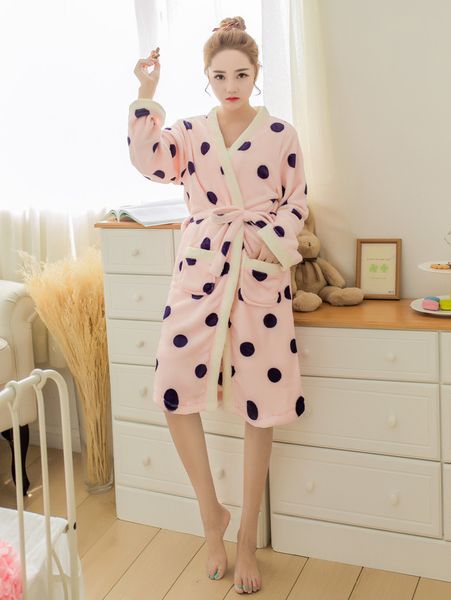 pink dots winter bathrobe nightwear set flannel warm women sleepwear pajama, Black;red
pink dots winter bathrobe nightwear set flannel warm women sleepwear pajama, Black;red