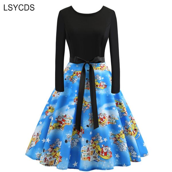 2018 autumn winter vintage dress santa print o neck long sleeve a-line knee length party dress elegant christmas vestidos, White;black
2018 autumn winter vintage dress santa print o neck long sleeve a-line knee length party dress elegant christmas vestidos, White;black