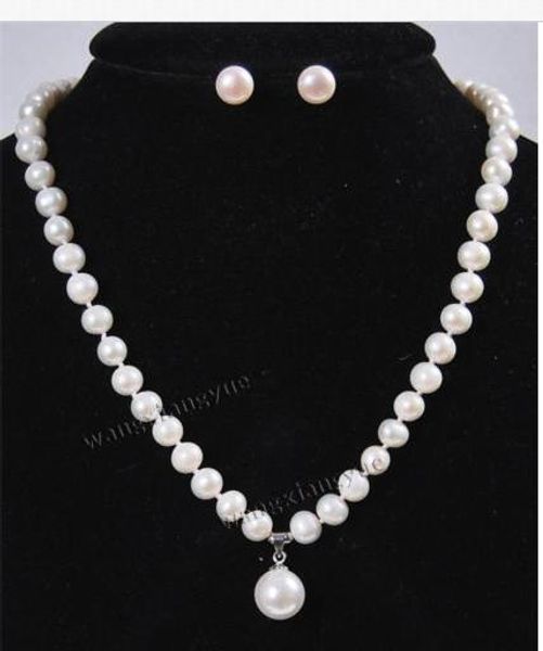 7-8mm white akoya cultured pearl/shell pearl pendant(12mm) necklace earrings set, Black
7-8mm white akoya cultured pearl/shell pearl pendant(12mm) necklace earrings set, Black
