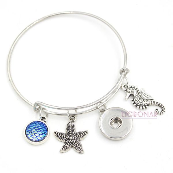 wholesale new fashion snap jewelry ocean beach style seahorse starfish charms snap wire bangles bracelets jewelry gifts for women, Golden;silver
wholesale new fashion snap jewelry ocean beach style seahorse starfish charms snap wire bangles bracelets jewelry gifts for women, Golden;silver