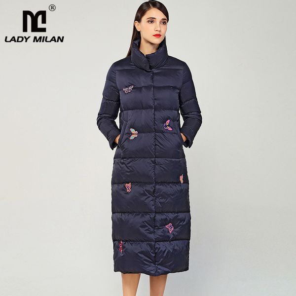 new arrival women's stand collar long sleeves embroidery high street fashion white duck down coats thick parkas, Black
new arrival women's stand collar long sleeves embroidery high street fashion white duck down coats thick parkas, Black