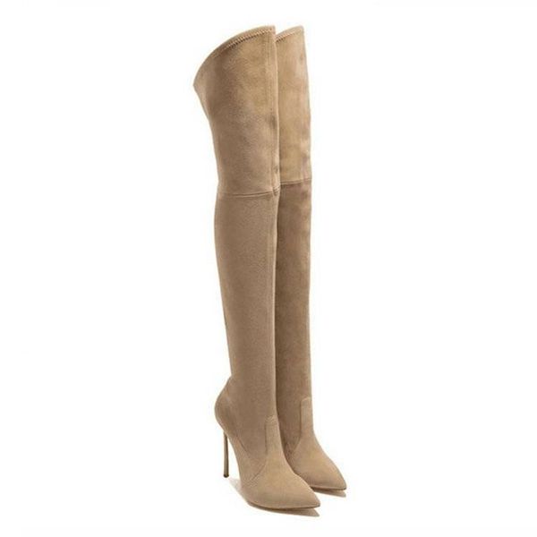 2018 metal thin heel pointed toe over-the-knee woman boots autumn winter suede leather female long shoes beige, Black
2018 metal thin heel pointed toe over-the-knee woman boots autumn winter suede leather female long shoes beige, Black