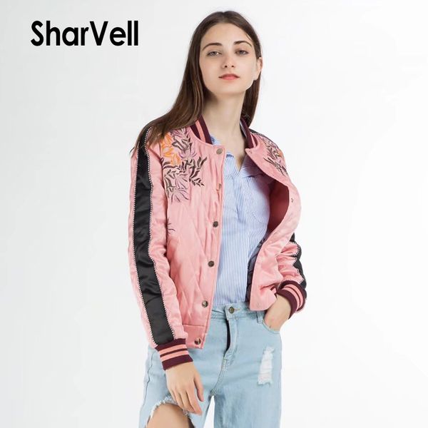 sharvell women winter jackets fashion pink embroidery floral basic cotton coat casual bomber single breasted stand outwear, Black;brown
sharvell women winter jackets fashion pink embroidery floral basic cotton coat casual bomber single breasted stand outwear, Black;brown
