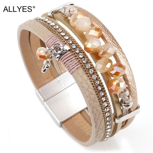 allyes multilayer leather bracelet for women femme handmade resin beads metal charm female wrap wide bracelets & bangles jewelry, Golden;silver
allyes multilayer leather bracelet for women femme handmade resin beads metal charm female wrap wide bracelets & bangles jewelry, Golden;silver