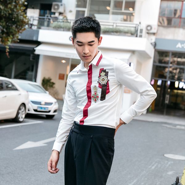vintage white shirt chest embroidery men dress shirt breathable men's long sleeve brand clothing, White;black
vintage white shirt chest embroidery men dress shirt breathable men's long sleeve brand clothing, White;black