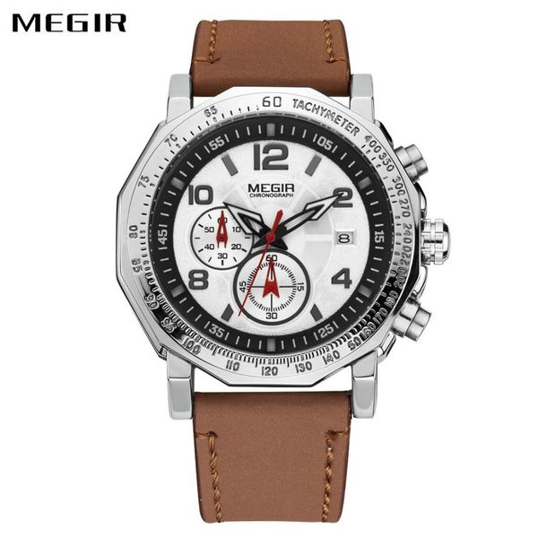 megir men fashion wrist watches brown leather strap chronograph quartz watches men working sub-dials luminous dial sport clock, Slivery;brown
megir men fashion wrist watches brown leather strap chronograph quartz watches men working sub-dials luminous dial sport clock, Slivery;brown