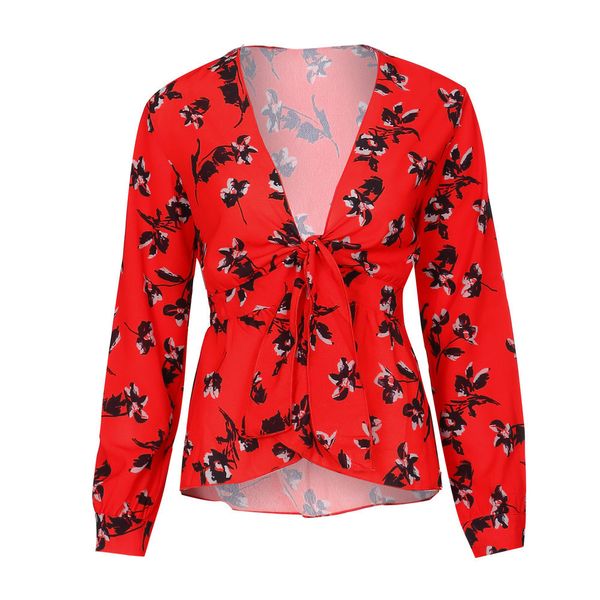 european american women's clothing wholesale fashion ladies shirt v-neck tie knot printed blouse, White
european american women's clothing wholesale fashion ladies shirt v-neck tie knot printed blouse, White