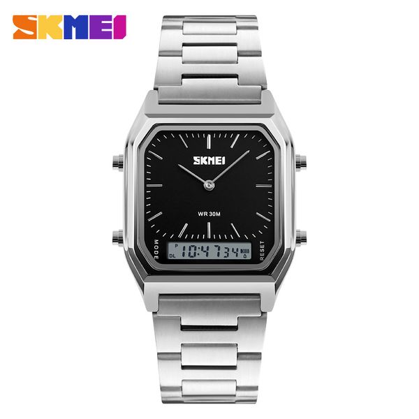 skmei dual display wristwatches men fashion casual watch stainless steel strap 30m water resistant sports watches 1220, Slivery;brown
skmei dual display wristwatches men fashion casual watch stainless steel strap 30m water resistant sports watches 1220, Slivery;brown